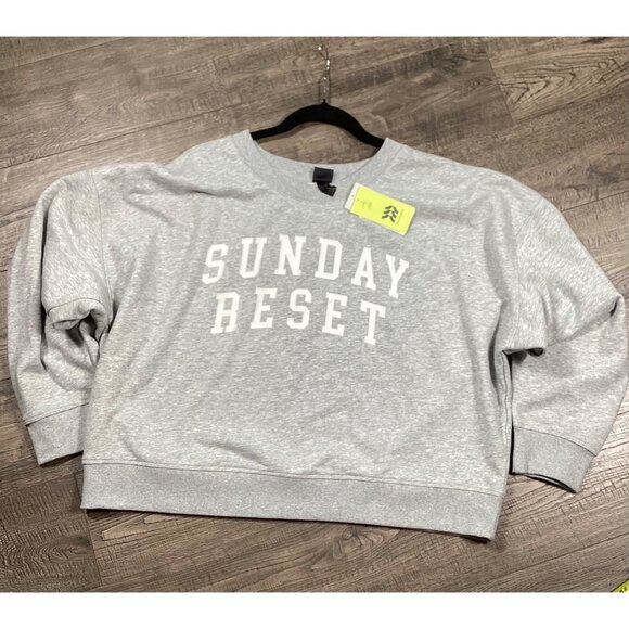 All In Motion Sunday Reset Logo Womens Grey Sweatshirt Size XXL Casual Wear NWT - Picture 1 of 8